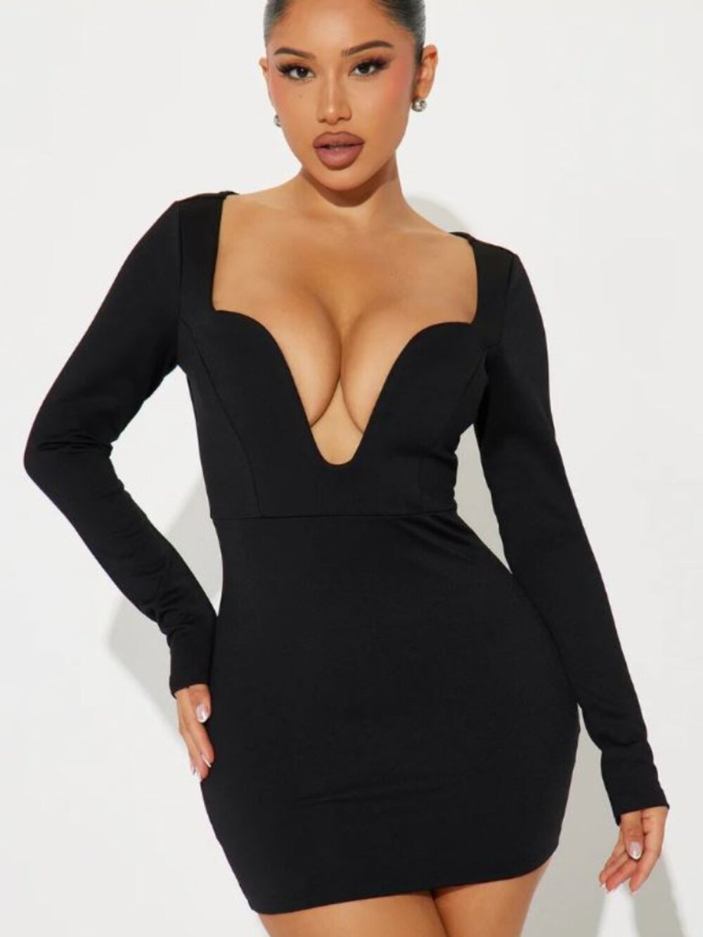 Fashion Nova No Pressure Mini Black Dress Fits like Size L (labeled size XL)